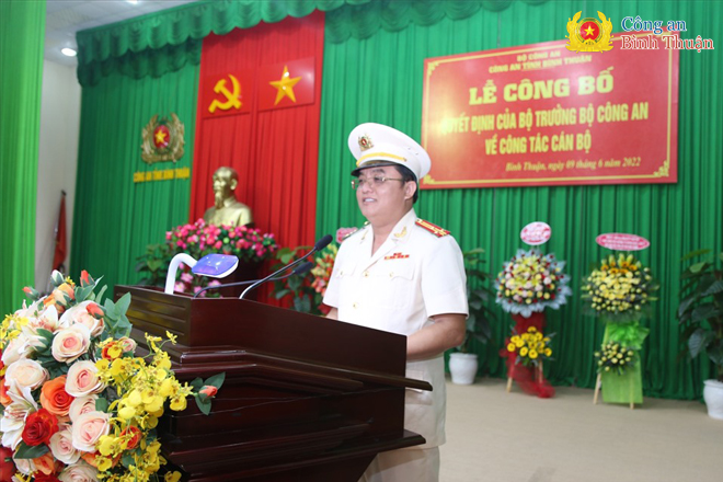 Công bố quyết định bổ nhiệm Phó Giám đốc Công an tỉnh Bình Thuận
